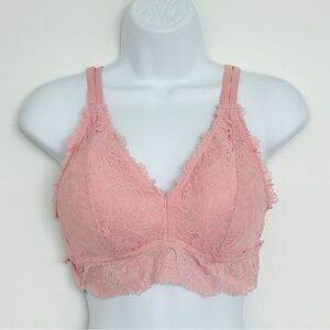 NWT Aerie ANYTIME Sunflower Lace Padded Plunge Bralette Womens Size X-Large